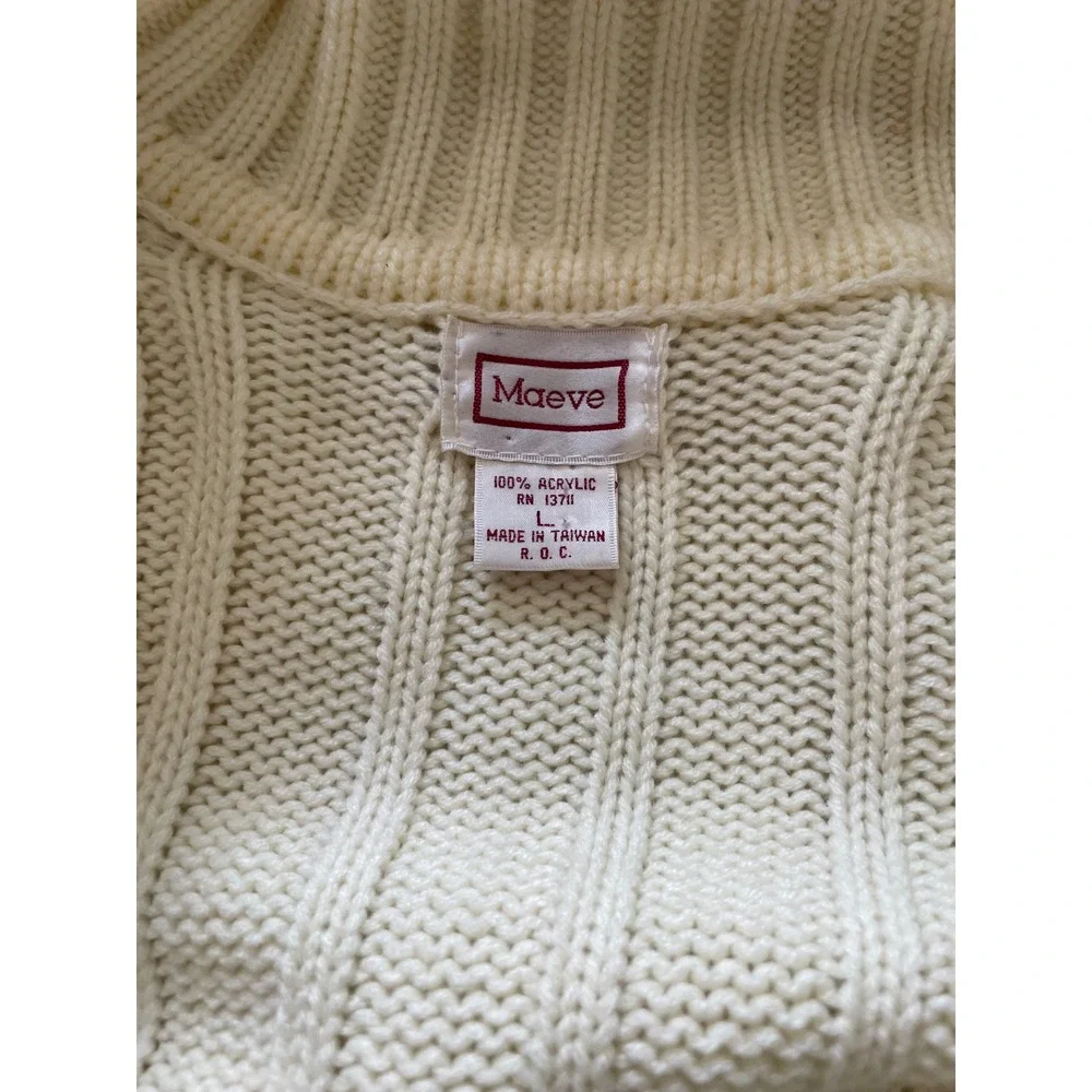 Vintage Late 1980s/Early 1990s Maeve Cable Knit Belted Cardigan Sweater, Large